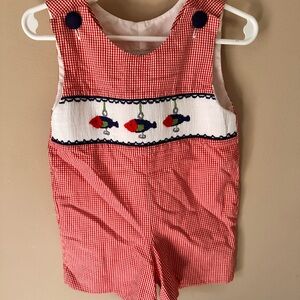 9M Baby Romper smock with Fish Embroidery